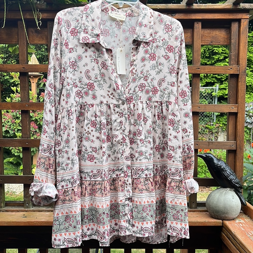 Hartley button-down ruffle dress M